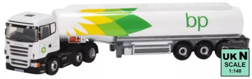 White BP tanker truck model, 1:148 scale, Scania Highline