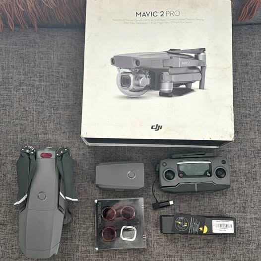DJI Mavic 2 Pro drone kit with controller, ND filters, and carrying case in box