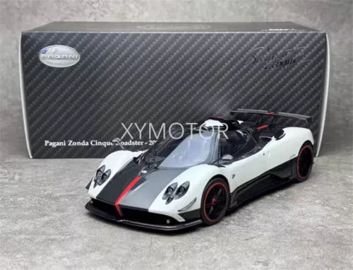 Pagani Zonda Cinque 2009 open-top diecast model car, white, 1:18 scale
