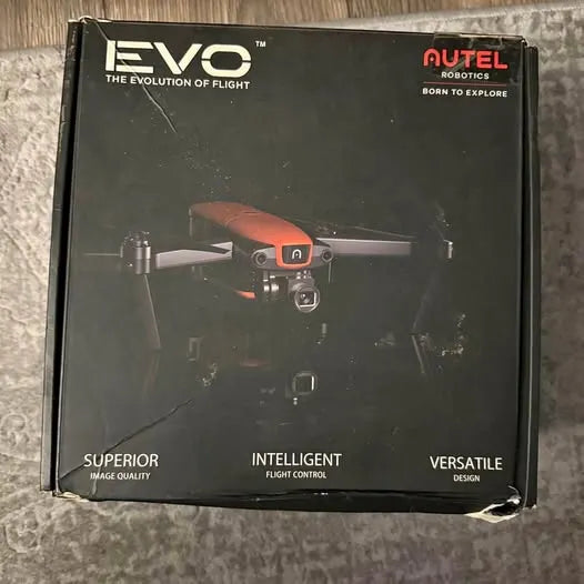 Autel Evo drone accessory box, black with EVO and AUTEL branding, text logos