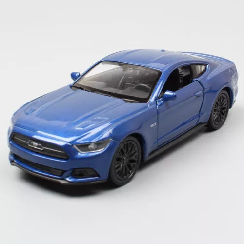 Blue 1/36 scale diecast pull-back sports car toy with front grille and headlights
