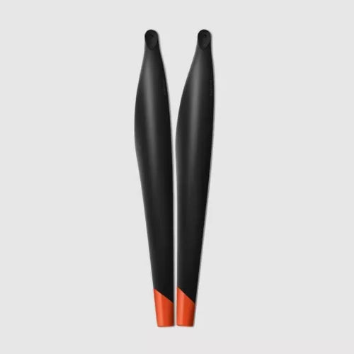 Pair of 5413 drone propeller blades, black with orange tips