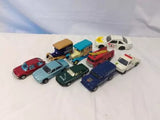 x9 Vintage Corgi Brand Diecast Toy Cars: Ford Van, Opel Manta, Whizzwheels Parts