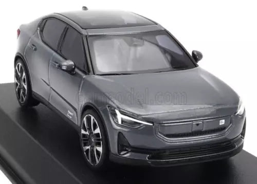 POLESTAR 2 2024 diecast model car, thunder grey metallic, front 3/4 view, 1/43