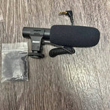 Drone camera microphone with foam windscreen and audio plug cable