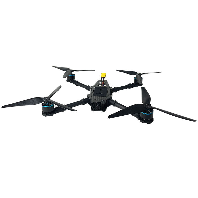 10-inch FPV racing drone kit, black quadcopter with four propellers and camera mount