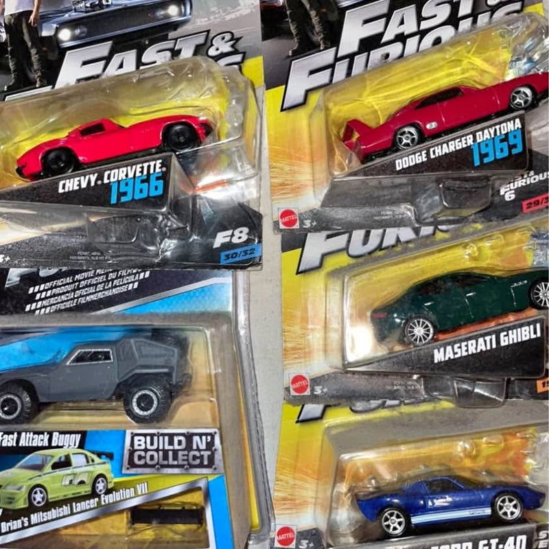 Blister-pack toy diecast cars with four assorted model cars in clear plastic