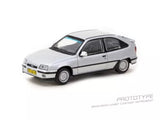 Silver diecast model car of an Opel Kadett GSi, side view