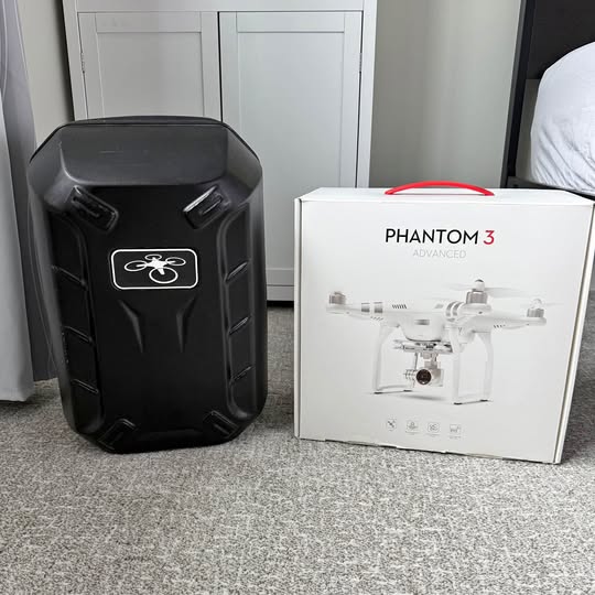 Hard-shell drone backpack and Phantom 3 Advanced retail box