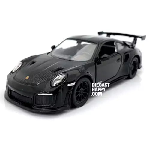 Black 1:36 scale diecast sports car model with front bumper and hood vents
