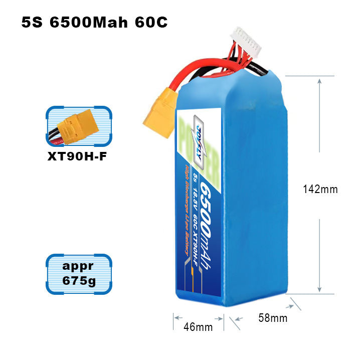 Drone Battery Customized High Quality 5S 18.5V 5000/6000/6500/7000/8000mAh Lithium Ion Pouch 10C/20C/50C/80C UAV FPV