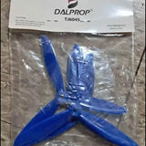 Blue DALPROP TJ6045 6-inch drone propeller, four-blade design in clear bag