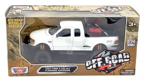 White 1:24 die-cast Ford F-150 XLT pickup truck model in display box
