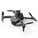 Dark gray quadcopter drone with front gimbal camera and four propellers