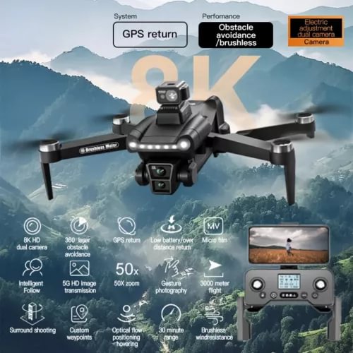 Foldable quadcopter drone with front camera and four foldable arms