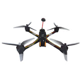 Quadcopter racing drone with four propellers and front camera module