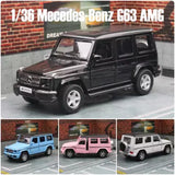 1:36 Mercedes-Benz G63 AMG diecast model car, black SUV with detailed grille