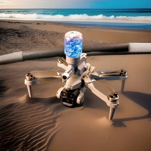 Quadcopter drone with camera and LED beacon