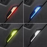 Diecast toy car with LED lights, showing red, blue, green, and white illuminated details