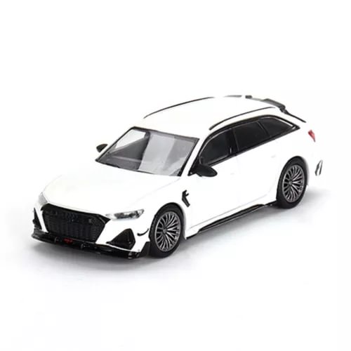 1:64 diecast model car, white Audi ABT RS6-R with black front grille and wheels
