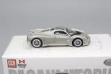 1/64 scale diecast toy car, light gray sports car model with alloy wheels