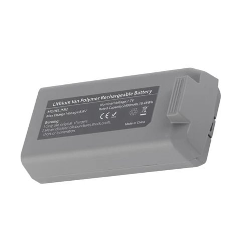 Drone rechargeable lithium-ion battery pack, gray with printed specifications label