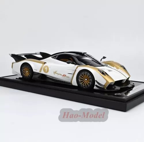 1/18 resin diecast model car, white and gold with black accents, number 10