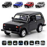 1:32 Lada Niva diecast model car, black 4x4 SUV, front-left view