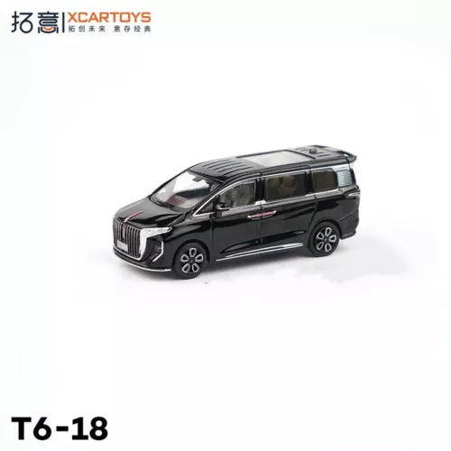 Black 1/64 diecast MPV car model, front three-quarter view