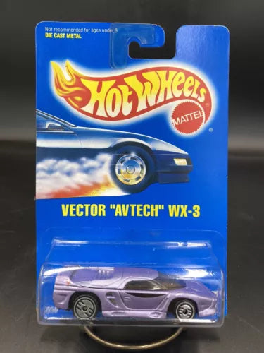 Hot Wheels diecast Vector Avtech WX-3 car in blue blister pack