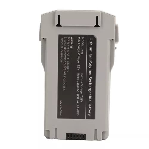 Rechargeable drone battery pack, gray case with label and 4-pin charging port