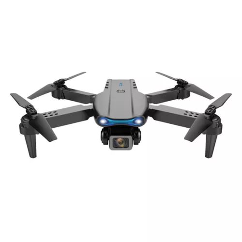 Quadcopter toy drone with front camera and four rotating propellers