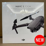 DJI Mavic 2 Zoom drone packaging with drone illustration and NEW badge