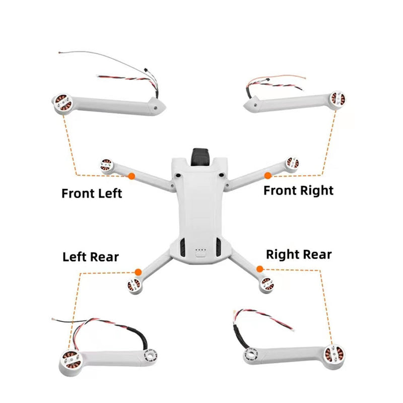 Drone motor arm kit for DJI Mini 3 Pro, front and rear arms with cables