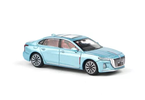 1:64 blue Hongqi H5 diecast sedan model with openable doors