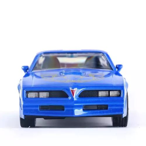 Blue 1978 Pontiac Firebird diecast model car with front grille and headlights