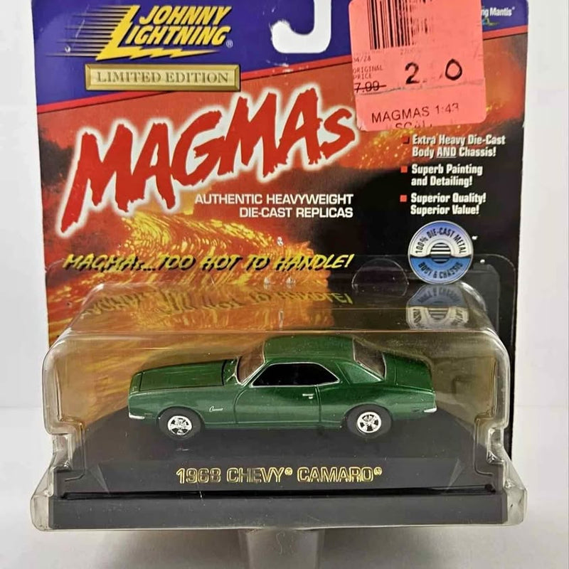 Green 1968 Chevy Camaro diecast metal model car with detailed interior
