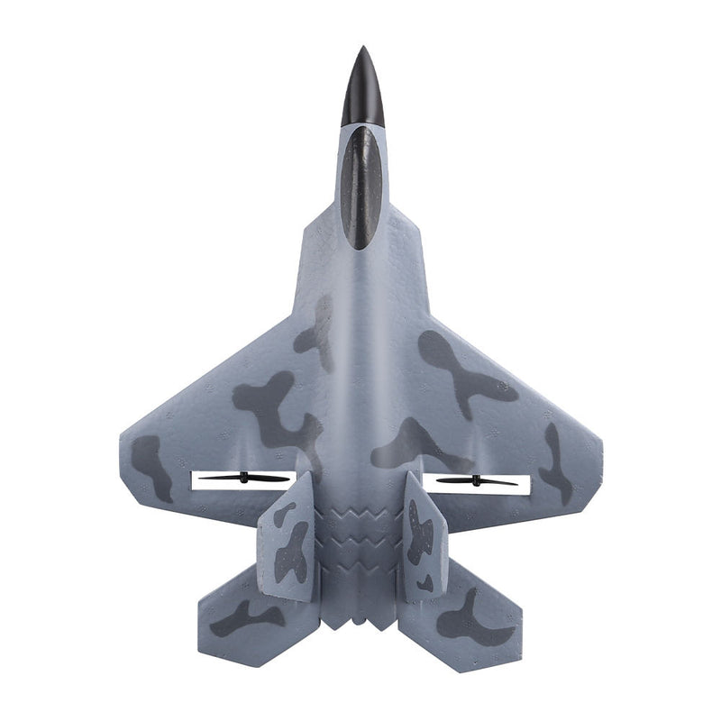 Camouflage foam RC glider plane with fixed wings and central nose cone