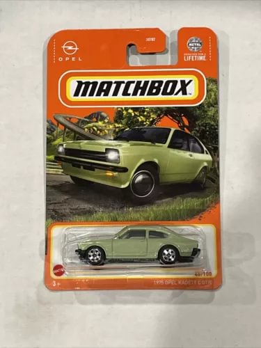 Green Matchbox 1:64 diecast Opel Kadett C GT/E toy car in retail blister pack