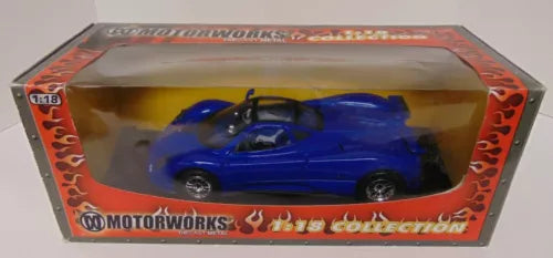 Motorworks diecast sports car model in box, blue