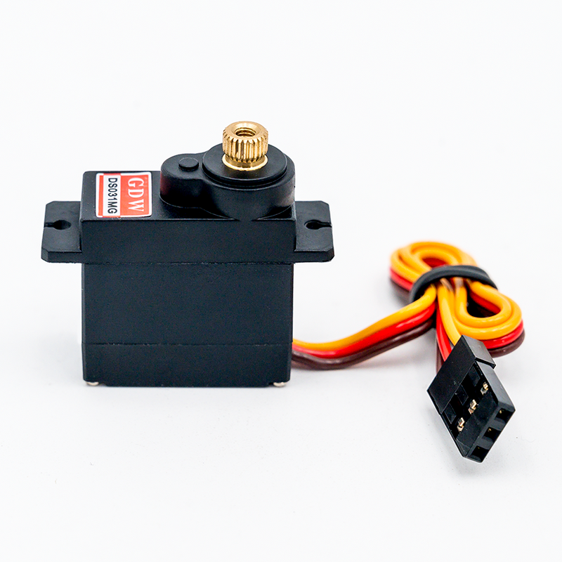 Brushed micro DC servo motor with gold spline and wire leads