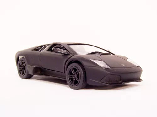 Black 1/36 pull-back diecast toy sports car, front 3/4 view