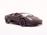 Black 1/36 pull-back diecast toy sports car, front 3/4 view