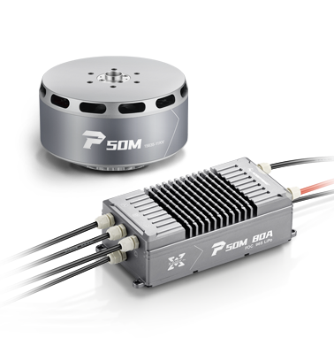Silver high-voltage motor ESC with finned heatsink and connector cables