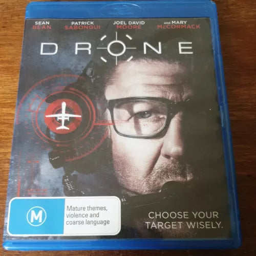 Drone Blu-ray case with DRONE title and man with glasses