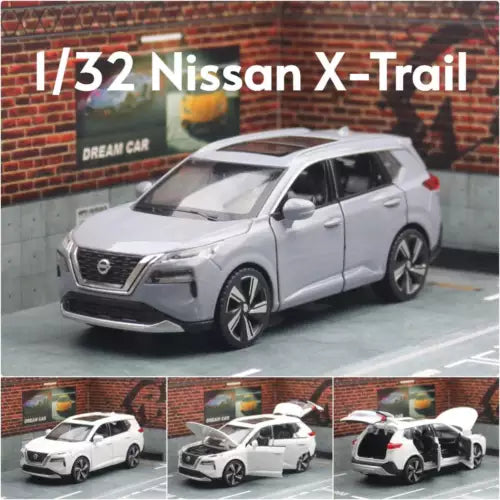 1:36 Nissan X-Trail diecast SUV model, white with detailed grille and alloy wheels