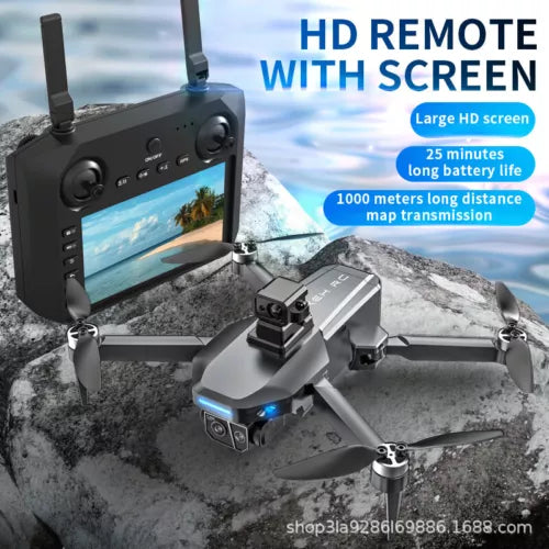 GPS brushless drone with HD remote controller and built-in screen, folding prop arms