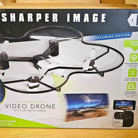 Sharper Image live streaming video drone with 3.0MP digital camera, white