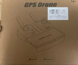 GPS drone on retail box, quadcopter design with 3-axis gimbal illustration