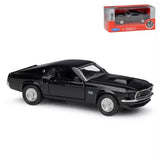 1/36 Ford Mustang Boss 429 diecast toy car, black with chrome wheels